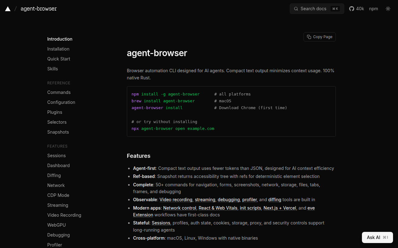 agent-browser — Offizielle Website