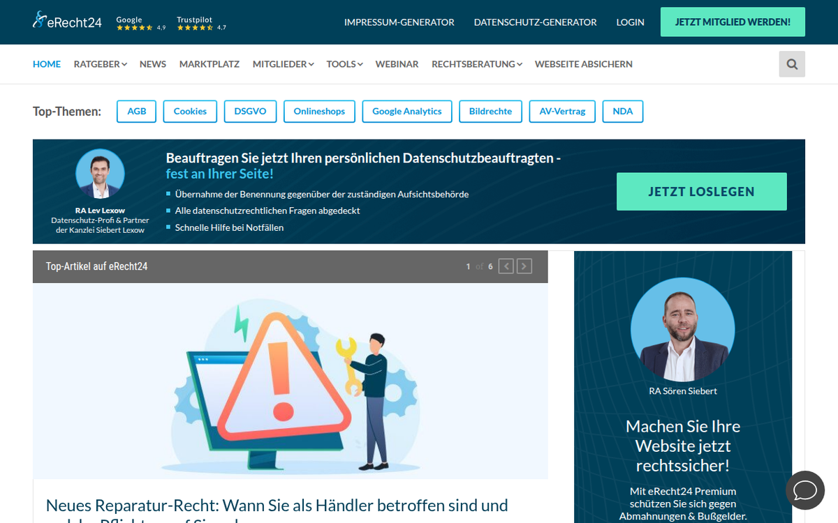 eRecht24 — Offizielle Website