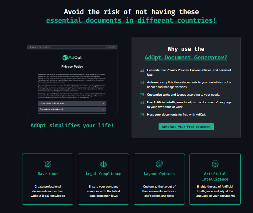 π§π· AdOpt β Globale Privacy-Compliance mit kostenlosen Generatoren
