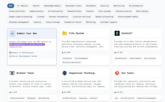 Cline MCP – Der Marktplatz für kreative KI-Erweiterungen und Tools 🪴🛠️