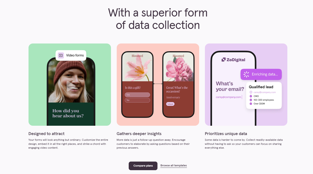 Screenshot of a business development tool
