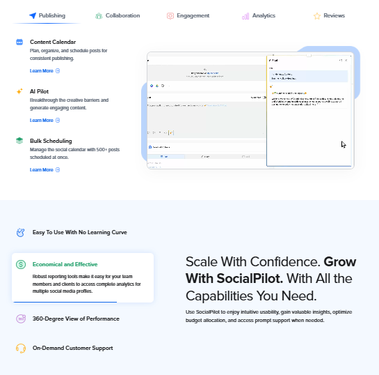 ✈️ SocialPilot — Faire Preisstaffel mit Bulk-Scheduling und White-Label-Optionen
Über SocialPilot: SocialPilot wurde 2014 in Indien gegründet und ist seitdem auf 177 Mitarbeiter und 19,5 Mio. Jahresumsatz gewachsen. Im Juli 2025 wurde SocialPilot für über 50 Millionen von der schwedischen group.one übernommen.
SocialPilot richtet sich an Marketing-Agenturen, kleine und mittelständische Unternehmen und Marken.
