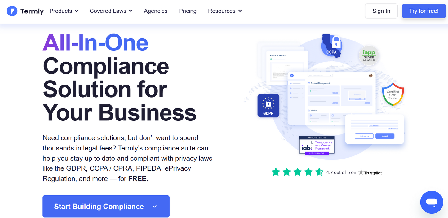 Termly: Generatoren für Datenschutzrichtlinien, Cookie-Einwilligung & Allgemeine Geschäftsbedingungen