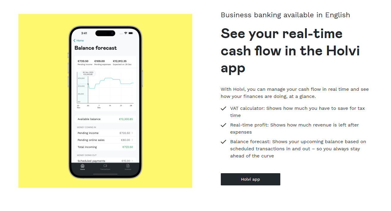 Holvi Real time Geschäfts konto