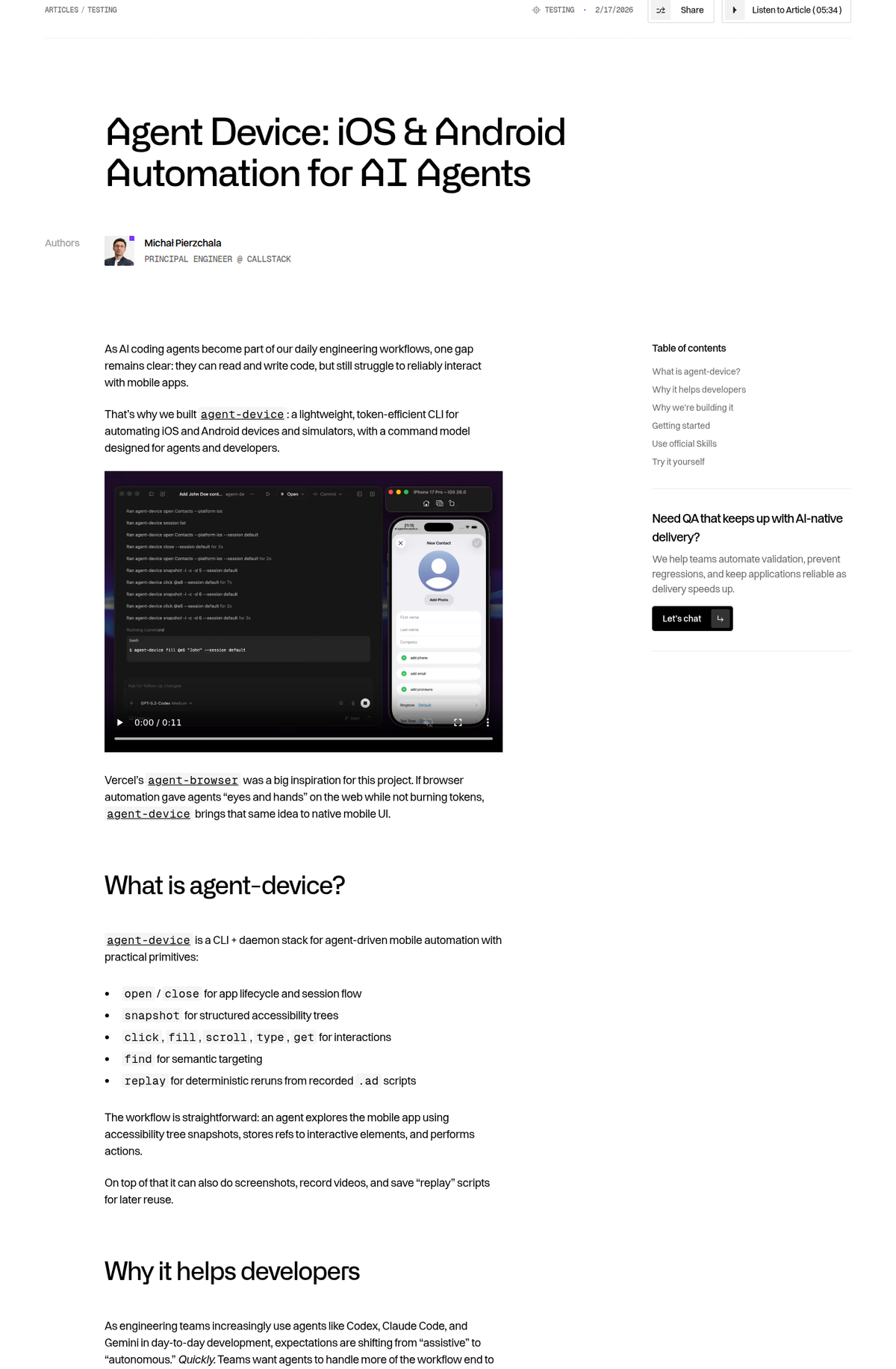 Callstack Agent Device — Produktübersicht