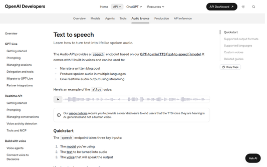 OpenAI TTS — Offizielle Website