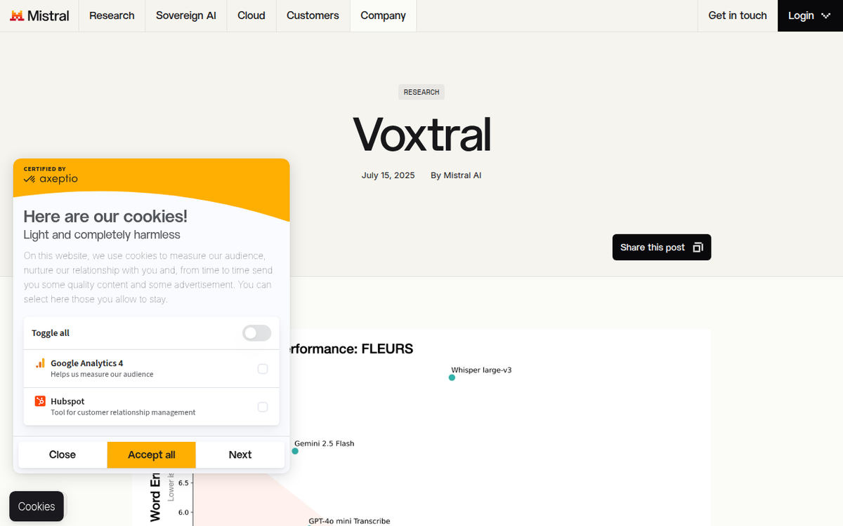 Mistral Voxtral — Offizielle Website