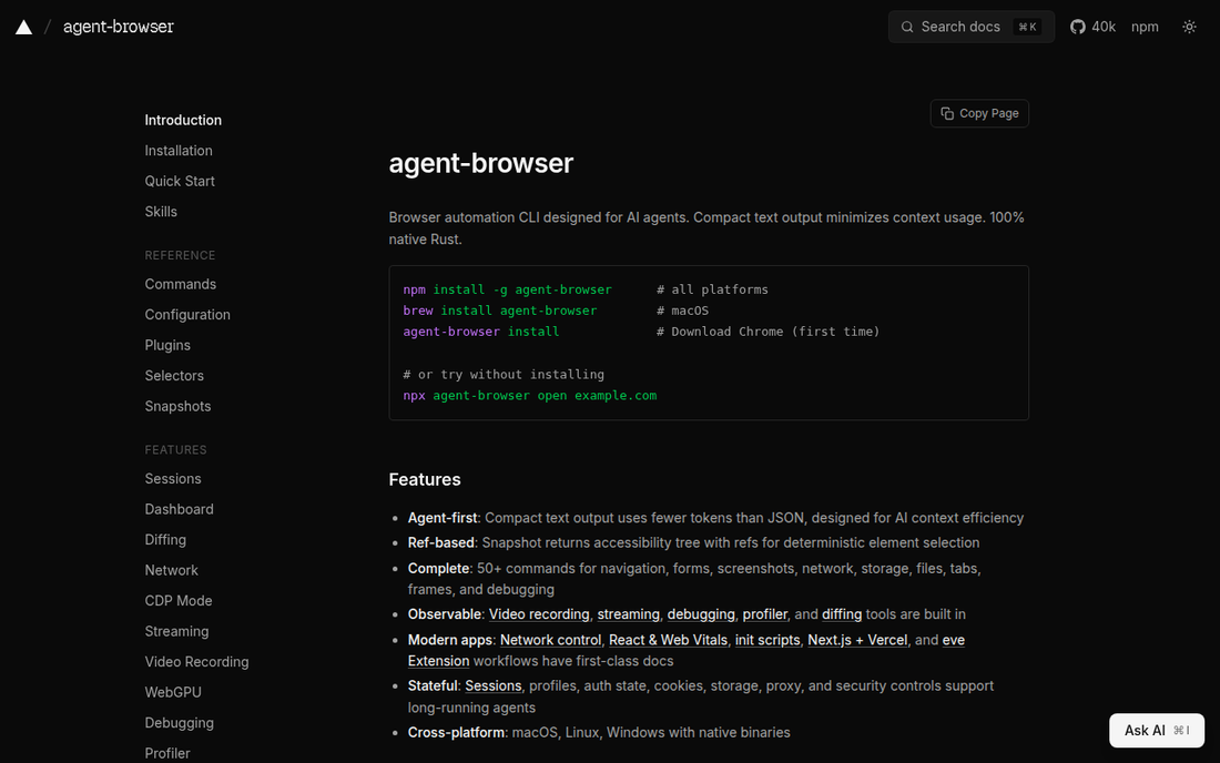 agent-browser — Offizielle Website