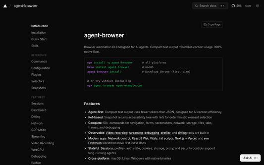 agent-browser — Offizielle Website