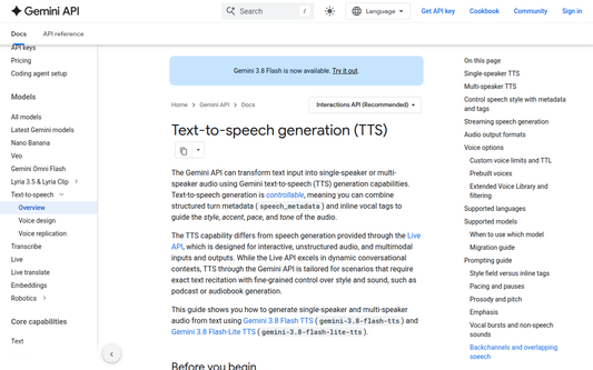 Google Gemini TTS — Offizielle Website