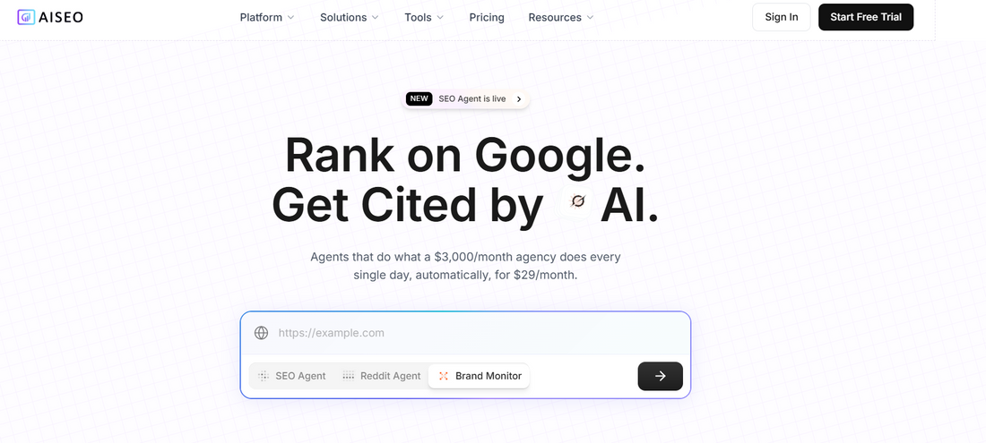 AISEO.ai, Ihrer intelligenten Lösung für die Erstellung von SEO-optimierten Inhalten. Unsere KI-gestützten Tools helfen Ihnen, hochwertige Artikel zu generieren, bestehende Texte umzuschreiben, die Lesbarkeit zu verbessern, ansprechende E-Mails zu verfassen und Ihre Inhalte so zu optimieren, dass sie in den Google-Suchergebnissen herausragen. AISEO.ai wurde entwickelt, um Ihren Content-Workflow zu beschleunigen und Ihre Online-Sichtbarkeit zu maximieren.