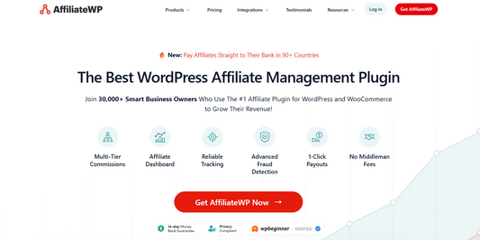 🔌 AffiliateWP — AffiliateWP ist ein 2014 gegründetes US-Unternehmen mit Sitz in North Carolina, das das weltweit führende WordPress-Plugin für eigene Affiliate-Programme entwickelt. Mit über 30.000 aktiven Installationen weltweit bedient AffiliateWP primär Selbstständige, Blogger, Agenturen, WooCommerce-Shop-Betreiber und Entwickler, die ein eigenes Affiliate-Programm direkt in ihre WordPress-Seite integrieren möchten — ohne Drittanbieter-Netzwerk und ohne Plattform-Gebühren