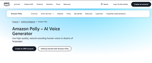 🎙️ Amazon Polly — Amazon Polly ist ein Cloud Text-to-Speech Service, der Teil der Amazon Web Services ist. Polly wandelt Text in lebensechte Sprachausgabe um und unterstützt viele Sprachen und Stimmen für verschiedene Anwendungsfälle.