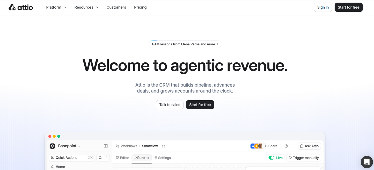 🇬🇧 Attio ist eine 2019 in London gegründete CRM-Plattform mit moderner Datenarchitektur und AI-gestützten Revenue Agents, die sich flexibel an individuelle GTM-Workflows anpasst.