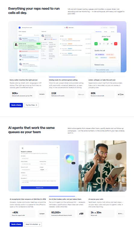 ☁️ CloudTalk — ist eine AI-fähige Cloud-Telefonie- und Call-Center-Plattform mit CeTe AI Voice Agent und globaler Reichweite in 160+ Ländern CloudTalk richtet sich an Vertriebs- und Support-Teams im Mittelstand, die globale Telefonie mit pragmatischem AI-Layer statt Greenfield-AI-Native-Stack suchen.