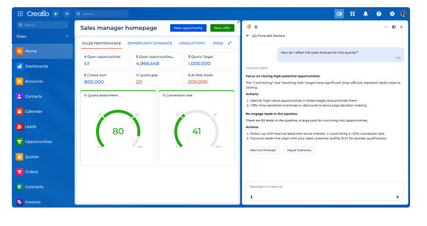 🇺🇸 Creatio — Creatio ist eine 2014 in Boston gegründete Low-Code-Plattform für CRM und Workflow-Automatisierung, die Sales, Marketing und Service mit No-Code-Tools für mittelständische Unternehmen kombiniert.