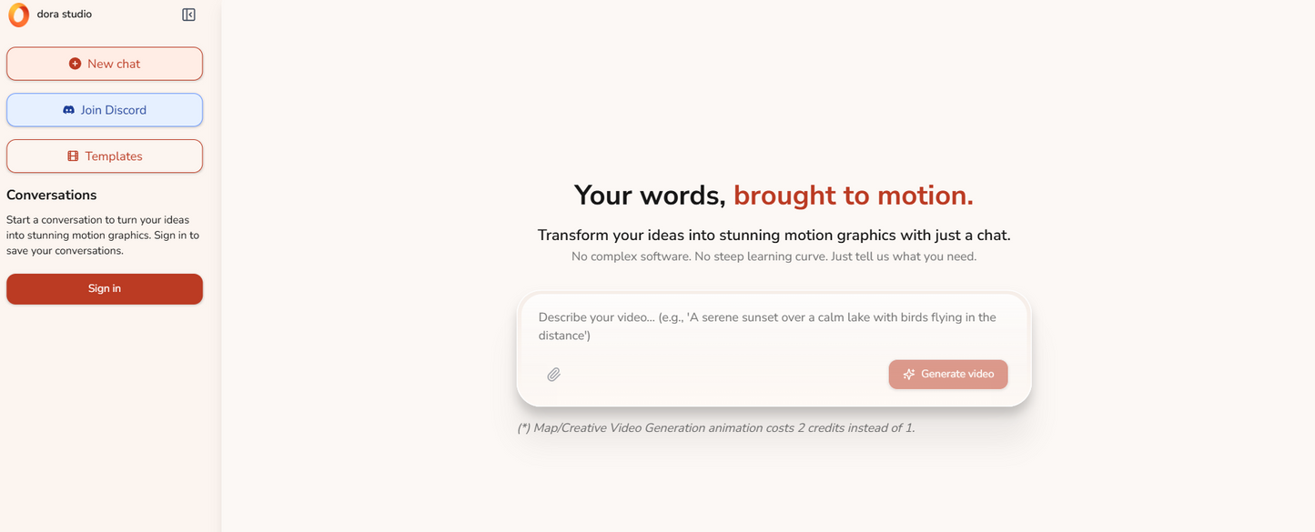 Dora Studio AI: Erschaffe beeindruckende Motion Graphics einfach per Chat! 💬🌟