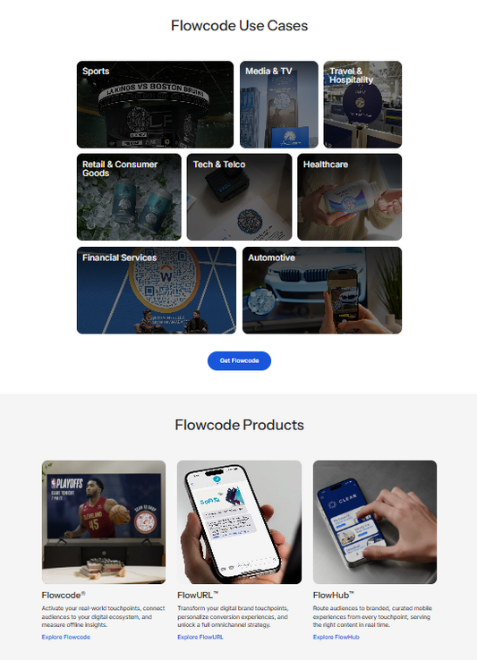 📱 Flowcode — Das Unternehmen ist eine Plattform zur Erstellung dynamischer QR-Codes für Direct-to-Consumer-Marken. Die Codes sind änderbar, ohne dass gedrucktes Material neu aufgelegt werden muss