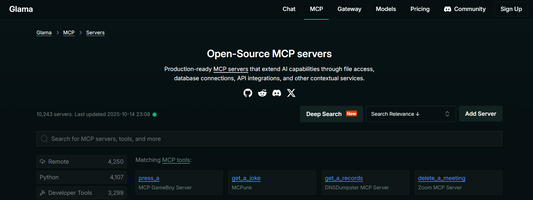 Glama.ai – Deine zentrale Anlaufstelle für Model Context Protocol (MCP) Server🪴