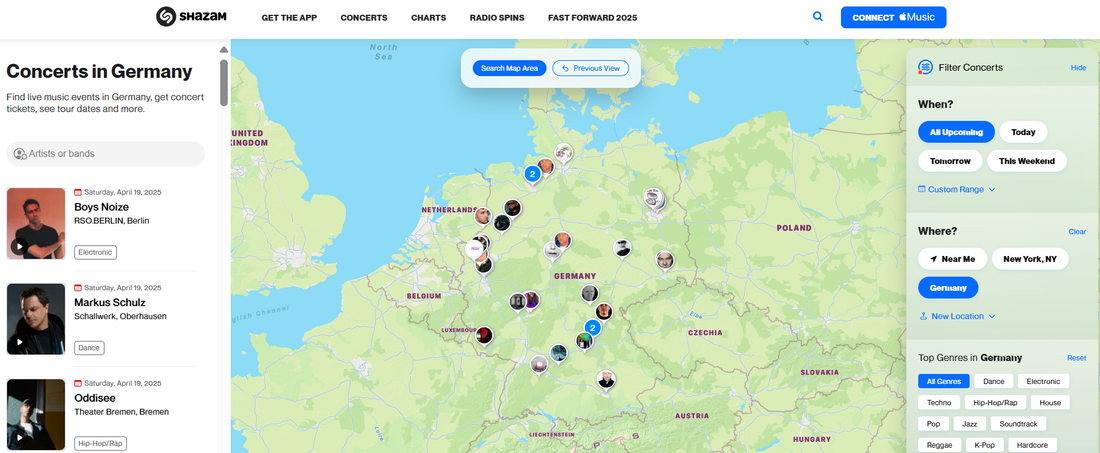 Konzerte nach Genres weltweit finden | Shazam