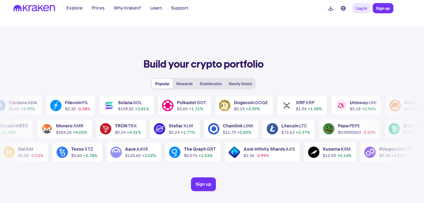 Kraken crypto portfolio