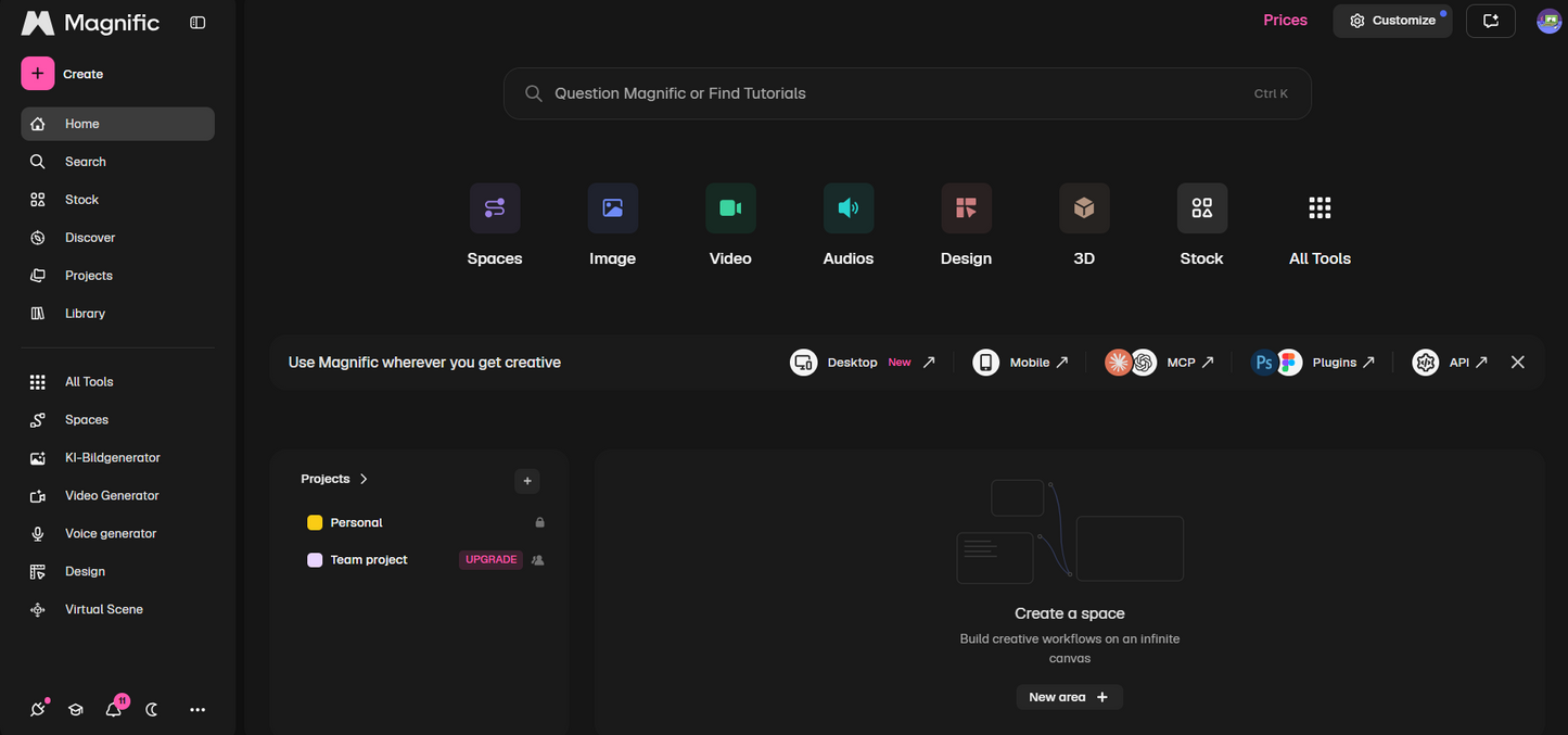Magnific - AI Content Marktplace 