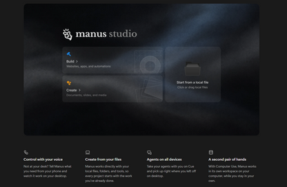 💻 Manus Desktop — ist der native KI-Agent für Mac und Windows aus dem Hause Meta, der lokale Dateien, installierte CLI-Tools und Anwendungen direkt auf dem Rechner des Nutzers steuert — ohne Browser-Sandbox