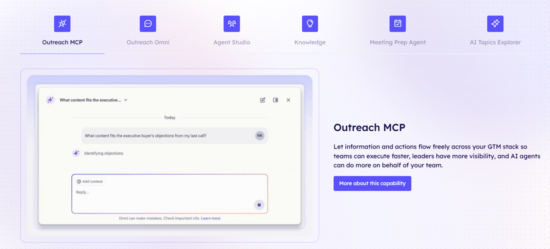 🇺🇸 Outreach ist eine 2014 in Seattle gegründete Sales-Engagement-Plattform mit AI-gestützter Sequence-Optimierung für Enterprise-Sales-Teams, die als Marktführer im Sales-Execution-Bereich gilt.