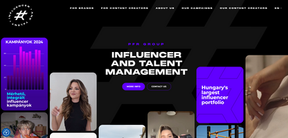 🇭🇺 PFR Group — PFR Group ist eine 2017 gegründete ungarische Influencer-Marketing und Talent-Management-Agentur in Budapest, die mit ihrer AI-gestützten Plattform die volle Kampagnen-Lebenszyklus-Verwaltung von Creator-Discovery bis Performance-Analyse für 1.000+ internationale Marken wie L'Oréal, Mastercard, Coca-Cola und Samsung betreibt.