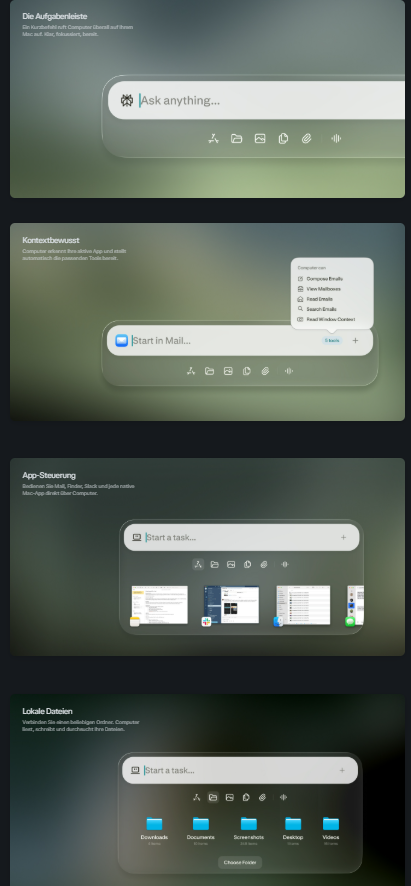 🍎 Perplexity Computer — ist die Desktop-Erweiterung des Perplexity-KI-Ökosystems, die auf macOS als native App läuft und kontinuierlich Multi-Agent-Workflows über lokale Dateien, native Mac-Apps, das Web und 400+ Connectoren orchestriert