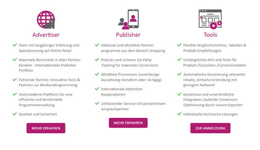 🛒 RetailAds — RetailAds ist ein 2009 in Nürnberg gegründetes Affiliate-Netzwerk, das sich auf Online-Retail spezialisiert hat und mit über 230 Mitarbeitern Advertiser und Publisher aus dem E-Commerce-Bereich betreut