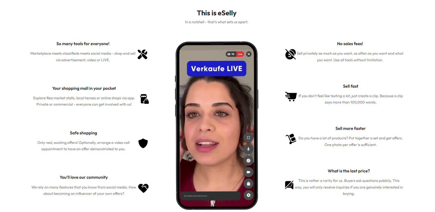 eSelly.app: Dein Video-Marktplatz für Kaufen und Verkaufen – Live-Shopping und Flowmarkt