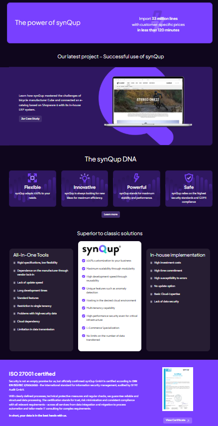 🛒 synQup: Cloud-basierte iPaaS für E-Commerce-Datenintegration