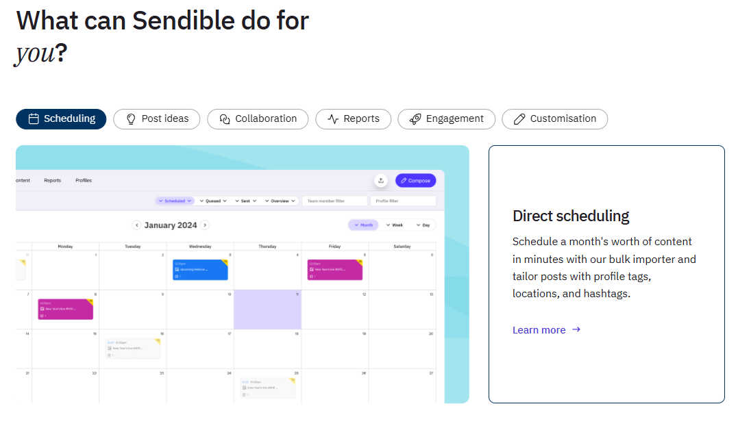 📨 Sendible — Sendible ist eine Social Media Management Plattform mit Fokus auf Agenturen, die unbegrenzte Nutzer in jedem Plan bietet und White-Label-Lösungen für Agenturmarken bereitstellt

Über Sendible: Sendible hat sich als verlässlicher Anbieter im Markt etabliert. Die Kernkompetenz des Unternehmens liegt in einer umfassenden Plattform-Lösung, die speziell für die Anforderungen moderner E-Commerce- und Marketing-Workflows konzipiert wurde. Im Mittelpunkt der Unternehmensphilosophie stehen Agentur-Firs