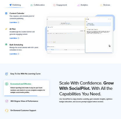 ✈️ SocialPilot — Faire Preisstaffel mit Bulk-Scheduling und White-Label-Optionen

Über SocialPilot: SocialPilot wurde 2014 in Indien gegründet und ist seitdem auf 177 Mitarbeiter und 19,5 Mio. Jahresumsatz gewachsen. Im Juli 2025 wurde SocialPilot für über 50 Millionen von der schwedischen group.one übernommen.

SocialPilot richtet sich an Marketing-Agenturen, kleine und mittelständische Unternehmen und Marken.