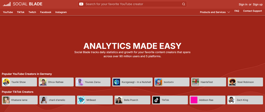 Social Blade: Social Media Analytics für YouTube, Twitch, Instagram, TikTok & mehr