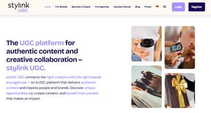 🎥 Stylink UGC — Stylink UGC ist eine deutsche UGC-Plattform mit über 20.000 Creators die Self-Service-Briefing für Brands und Agenturen ermöglicht mit unbeschränkten Nutzungsrechten für Online-Marketing