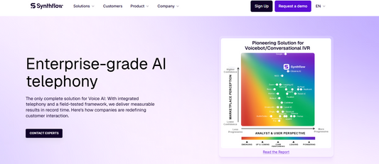 Synthflow.ai ist eine leistungsfähige Plattform, mit der Unternehmen natürliche Voice Agenten bauen, einsetzen und skalieren können – für Anrufe, Kundenservice, Terminvereinbarungen oder jede Art telefonischer Interaktion. Voice Agenten übernehmen Routine-Gespräche, beantworten Fragen und leiten Anrufe intelligent weiter, sodass dein Team sich auf das konzentrieren kann, was wirklich zählt – Beziehungen und Kundenzufriedenheit.