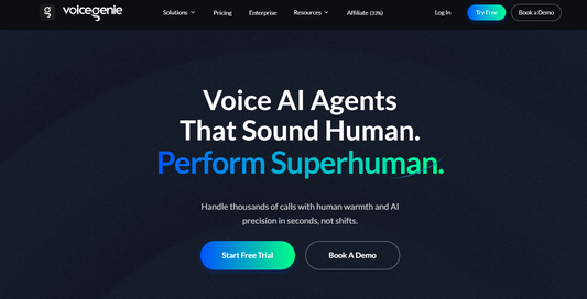 🧞 VoiceGenie — ist eine Enterprise-Voice-AI-Plattform für automatisierte Outbound- und Inbound-Konversationen mit 12M+ verarbeiteten Minuten, 1200+ Kunden und 30-Sekunden-Setup ohne Dev-Team VoiceGenie richtet sich an Sales- und Support-Teams, die Outbound-Campaigns, Lead-Qualifizierung, Terminbuchung und Collections ohne zusätzliche Headcount skalieren wollen.