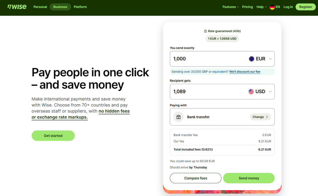 Wise :  Internationale Geldüberweisungen & Multi-Währungskonto
