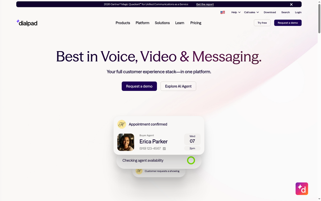 📞 Dialpad – Erster Hero-Container der Hauptseite (Above-the-Fold)