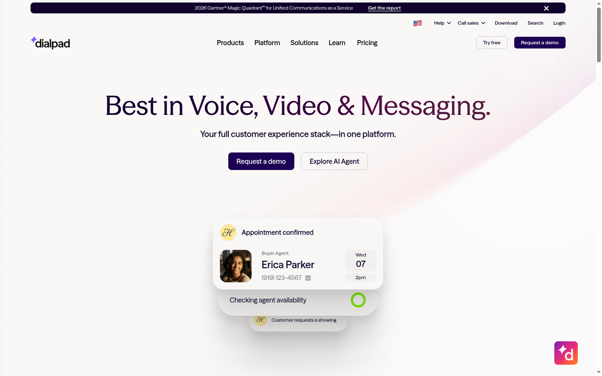 📞 Dialpad – Erster Hero-Container der Hauptseite (Above-the-Fold)