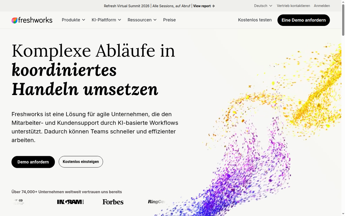 🌿 Freshworks – Erster Hero-Container der Hauptseite (Above-the-Fold)