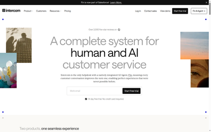 💬 Intercom – Erster Hero-Container der Hauptseite (Above-the-Fold)
