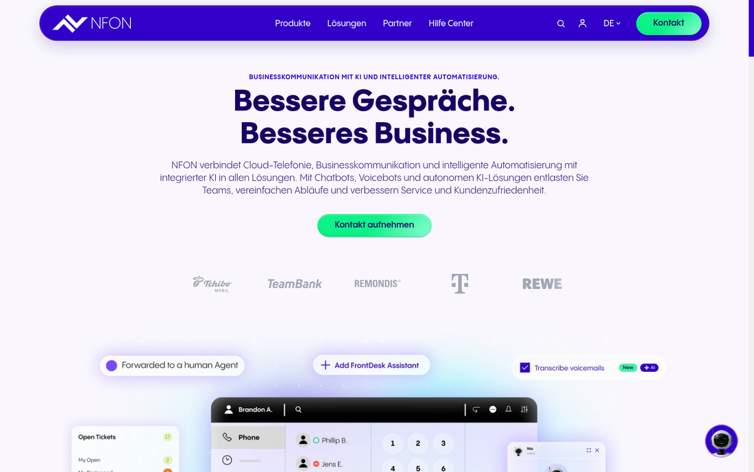 🇩🇪 NFON – Erster Hero-Container der Hauptseite (Above-the-Fold)