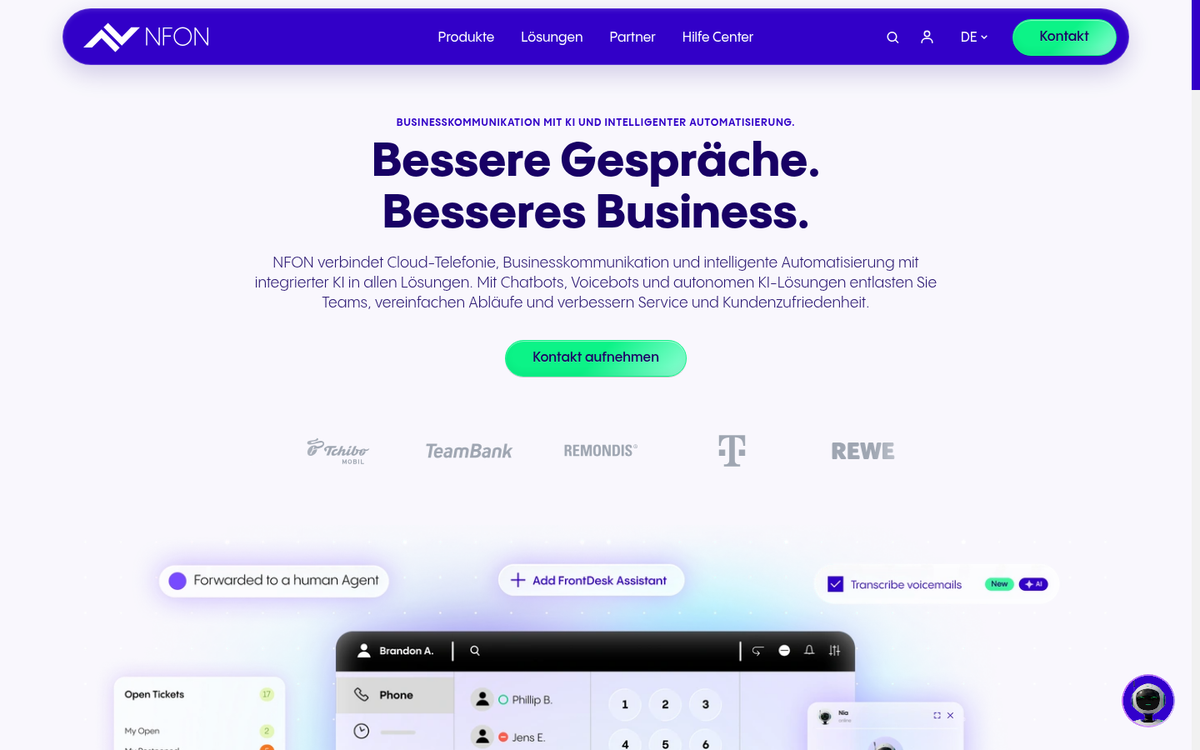 🇩🇪 NFON – Erster Hero-Container der Hauptseite (Above-the-Fold)