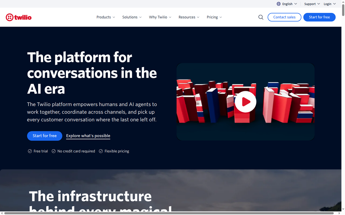🔵 Twilio – Erster Hero-Container der Hauptseite (Above-the-Fold)