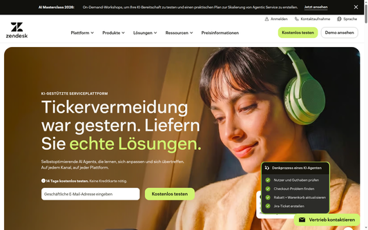🎯 Zendesk – Erster Hero-Container der Hauptseite (Above-the-Fold)