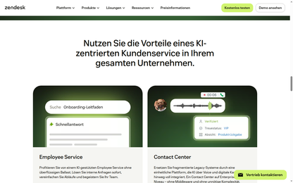 🎯 Zendesk – Informations-Container der Hauptseite (Features, Use-Cases)